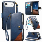 Capa para telemóvel carteira com fecho e costura em pele vegana com alça, para iPhone 17 Pro Max, para iPhone 17 Pro, para iPhone 17, para iPhone Air, para iPhone 16 Pro Max, para iPhone 16 Pro, para iPhone 16 Plus, para iPhone 16