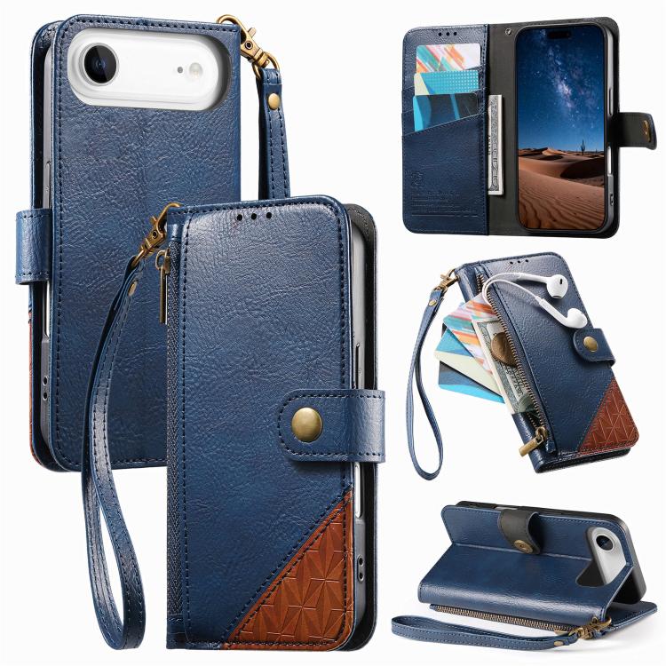 Capa para telemóvel carteira com fecho e costura em pele vegana com alça, para iPhone 17 Pro Max, para iPhone 17 Pro, para iPhone 17, para iPhone Air, para iPhone 16 Pro Max, para iPhone 16 Pro, para iPhone 16 Plus, para iPhone 16