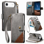 Capa para telemóvel carteira com fecho e costura em pele vegana com alça, para iPhone 17 Pro Max, para iPhone 17 Pro, para iPhone 17, para iPhone Air, para iPhone 16 Pro Max, para iPhone 16 Pro, para iPhone 16 Plus, para iPhone 16