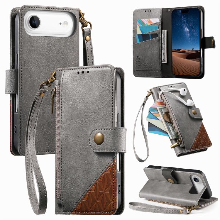 Capa para telemóvel carteira com fecho e costura em pele vegana com alça, para iPhone 17 Pro Max, para iPhone 17 Pro, para iPhone 17, para iPhone Air, para iPhone 16 Pro Max, para iPhone 16 Pro, para iPhone 16 Plus, para iPhone 16