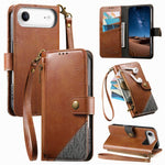 Capa para telemóvel carteira com fecho e costura em pele vegana com alça, para iPhone 17 Pro Max, para iPhone 17 Pro, para iPhone 17, para iPhone Air, para iPhone 16 Pro Max, para iPhone 16 Pro, para iPhone 16 Plus, para iPhone 16