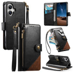 Capa para telemóvel carteira com fecho e costura em pele vegana com alça, para iPhone 17 Pro Max, para iPhone 17 Pro, para iPhone 17, para iPhone Air, para iPhone 16 Pro Max, para iPhone 16 Pro, para iPhone 16 Plus, para iPhone 16