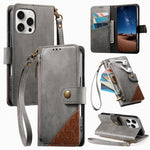 Capa para telemóvel carteira com fecho e costura em pele vegana com alça, para iPhone 17 Pro Max, para iPhone 17 Pro, para iPhone 17, para iPhone Air, para iPhone 16 Pro Max, para iPhone 16 Pro, para iPhone 16 Plus, para iPhone 16