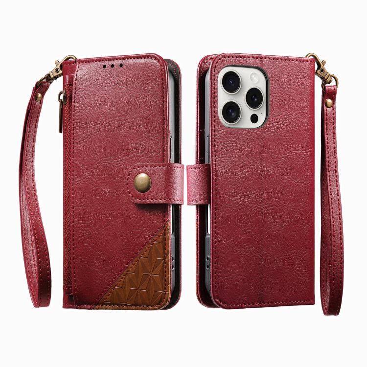 Capa para telemóvel carteira com fecho e costura em pele vegana com alça, para iPhone 15 Pro Max, para iPhone 15 Pro, para iPhone 15 Plus, para iPhone 15