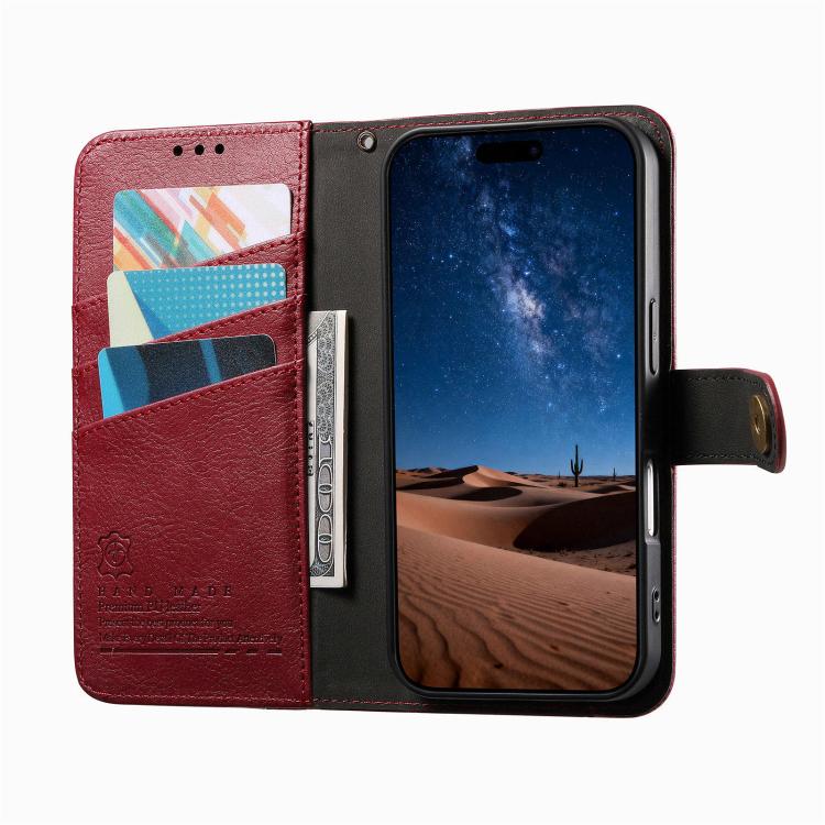Capa para telemóvel carteira com fecho e costura em pele vegana com alça, para iPhone 15 Pro Max, para iPhone 15 Pro, para iPhone 15 Plus, para iPhone 15