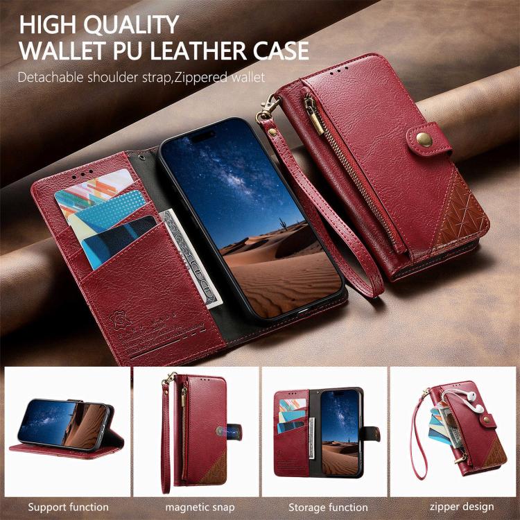 Capa para telemóvel carteira com fecho e costura em pele vegana com alça, para iPhone 15 Pro Max, para iPhone 15 Pro, para iPhone 15 Plus, para iPhone 15
