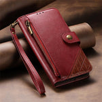 Capa para telemóvel carteira com fecho e costura em pele vegana com alça, para iPhone 15 Pro Max, para iPhone 15 Pro, para iPhone 15 Plus, para iPhone 15