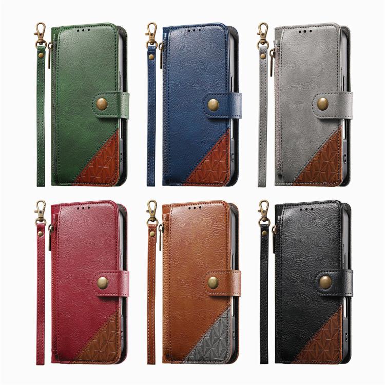 Capa para telemóvel carteira com fecho e costura em pele vegana com alça, para iPhone 17 Pro Max, para iPhone 17 Pro, para iPhone 17, para iPhone Air, para iPhone 16 Pro Max, para iPhone 16 Pro, para iPhone 16 Plus, para iPhone 16