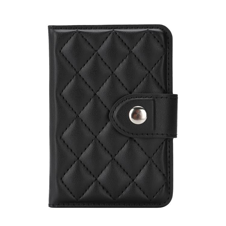 Diamond-Patterned Magnetic Vegan Leather Card Bag
