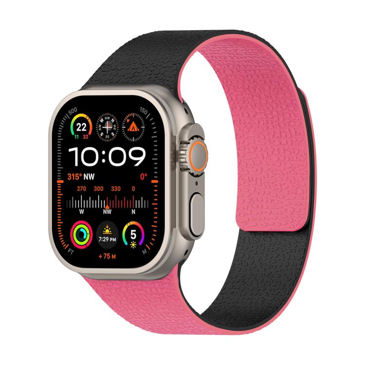 Correia de relógio magnética em silicone com textura de lichia e blocos de cor, para Apple Watch 46mm / 49mm / 45mm / 44mm, para Apple Watch 42mm / 41mm / 40mm / 38mm