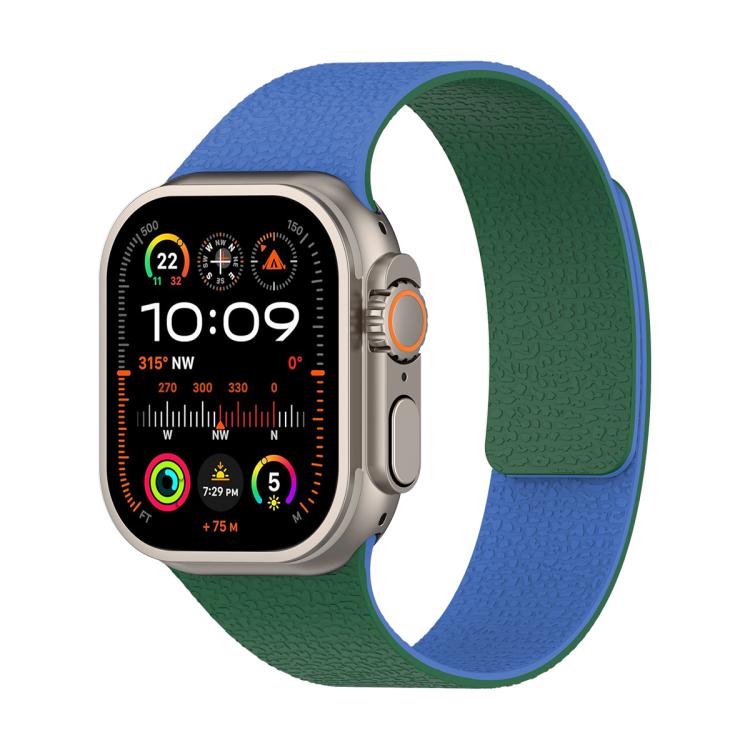 Correia de relógio magnética em silicone com textura de lichia e blocos de cor, para Apple Watch 46mm / 49mm / 45mm / 44mm, para Apple Watch 42mm / 41mm / 40mm / 38mm