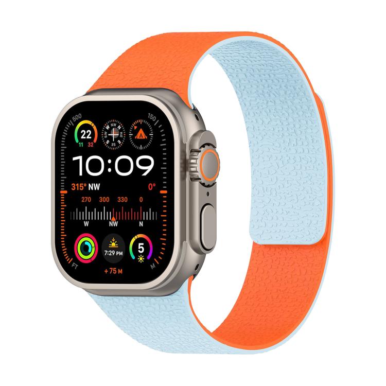 Correia de relógio magnética em silicone com textura de lichia e blocos de cor, para Apple Watch 46mm / 49mm / 45mm / 44mm, para Apple Watch 42mm / 41mm / 40mm / 38mm