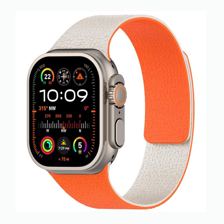 Correia de relógio magnética em silicone com textura de lichia e blocos de cor, para Apple Watch 46mm / 49mm / 45mm / 44mm, para Apple Watch 42mm / 41mm / 40mm / 38mm