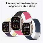 Correia de relógio magnética em silicone com textura de lichia e blocos de cor, para Apple Watch 46mm / 49mm / 45mm / 44mm, para Apple Watch 42mm / 41mm / 40mm / 38mm