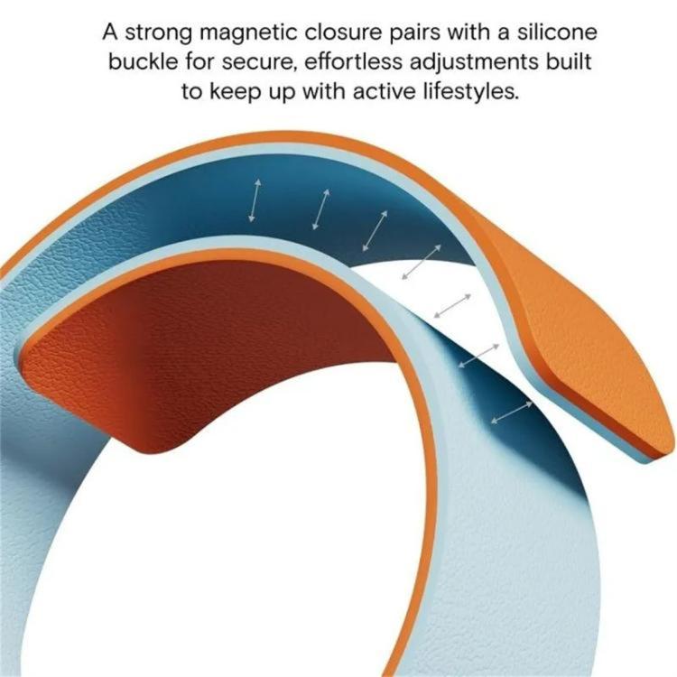 Correia de relógio magnética em silicone com textura de lichia e blocos de cor, para Apple Watch 46mm / 49mm / 45mm / 44mm, para Apple Watch 42mm / 41mm / 40mm / 38mm