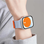 Correia de relógio magnética em silicone com textura de lichia e blocos de cor, para Apple Watch 46mm / 49mm / 45mm / 44mm, para Apple Watch 42mm / 41mm / 40mm / 38mm