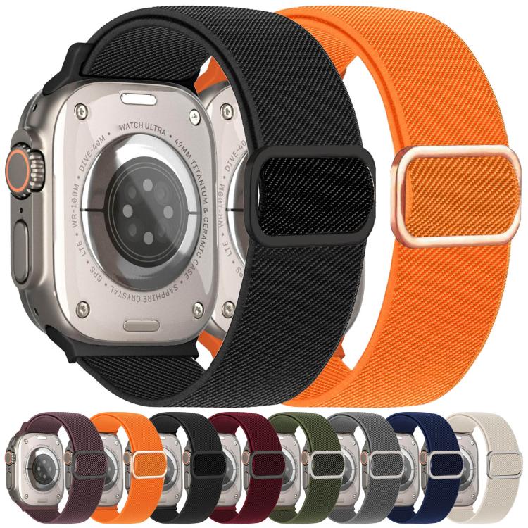 Pulseira de Relógio Elástica em Nylon com Fivela D-ring às Riscas Diagonais, Para Apple Watch 46mm / 49mm / 45mm / 44mm, Para Apple Watch 42mm / 41mm / 40mm / 38mm