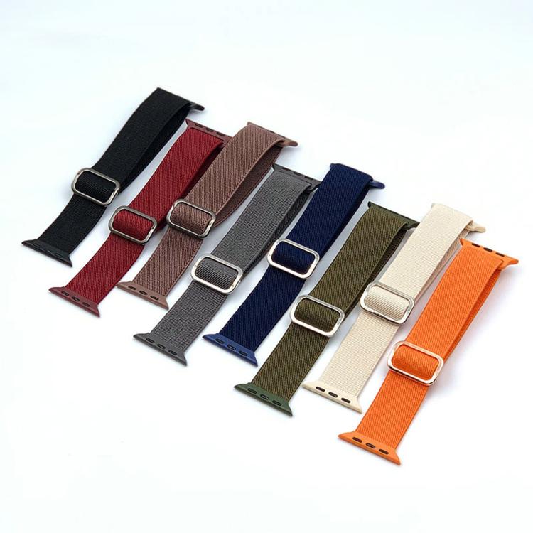 Pulseira de Relógio Elástica em Nylon com Fivela D-ring às Riscas Diagonais, Para Apple Watch 46mm / 49mm / 45mm / 44mm, Para Apple Watch 42mm / 41mm / 40mm / 38mm