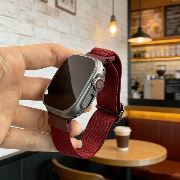 Pulseira de Relógio Elástica em Nylon com Fivela D-ring às Riscas Diagonais, Para Apple Watch 46mm / 49mm / 45mm / 44mm, Para Apple Watch 42mm / 41mm / 40mm / 38mm