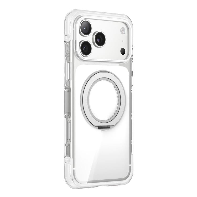 Capa de telemóvel magnética em acrílico transparente com airbag, vedação a vácuo e suporte rotativo, Para iPhone 17 Pro Max, Para iPhone 17 Pro, Para iPhone 17