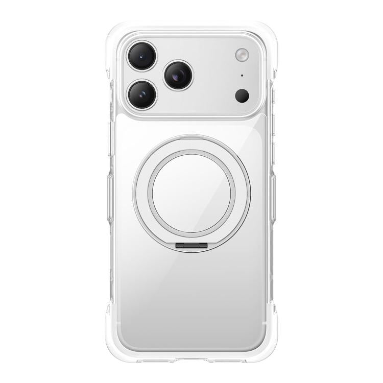 Capa de telemóvel magnética em acrílico transparente com airbag, vedação a vácuo e suporte rotativo, Para iPhone 17 Pro Max, Para iPhone 17 Pro, Para iPhone 17
