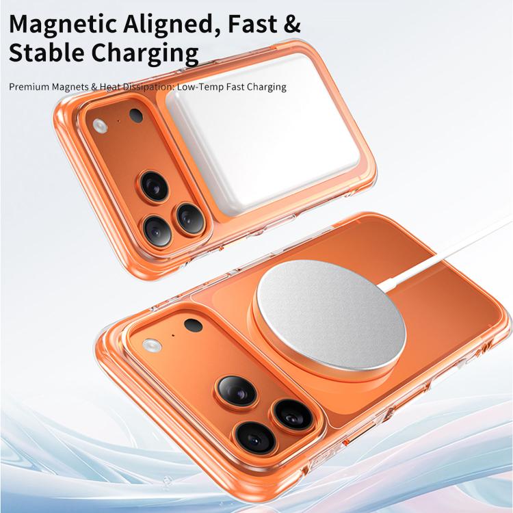 Capa de telemóvel magnética em acrílico transparente com airbag, vedação a vácuo e suporte rotativo, Para iPhone 17 Pro Max, Para iPhone 17 Pro, Para iPhone 17