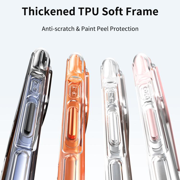 Capa de telemóvel magnética em acrílico transparente com airbag, vedação a vácuo e suporte rotativo, Para iPhone 17 Pro Max, Para iPhone 17 Pro, Para iPhone 17