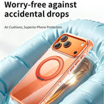 Capa de telemóvel magnética em acrílico transparente com airbag, vedação a vácuo e suporte rotativo, Para iPhone 17 Pro Max, Para iPhone 17 Pro, Para iPhone 17