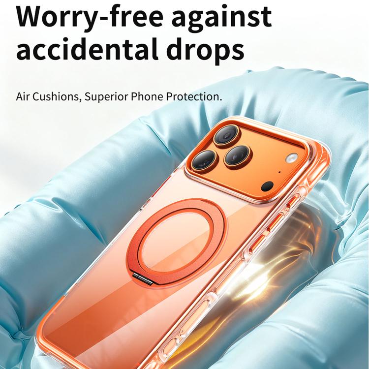 Capa de telemóvel magnética em acrílico transparente com airbag, vedação a vácuo e suporte rotativo, Para iPhone 17 Pro Max, Para iPhone 17 Pro, Para iPhone 17