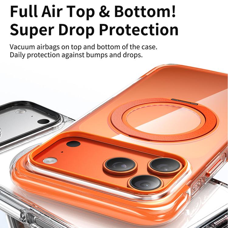 Capa de telemóvel magnética em acrílico transparente com airbag, vedação a vácuo e suporte rotativo, Para iPhone 17 Pro Max, Para iPhone 17 Pro, Para iPhone 17