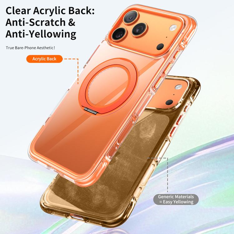Capa de telemóvel magnética em acrílico transparente com airbag, vedação a vácuo e suporte rotativo, Para iPhone 17 Pro Max, Para iPhone 17 Pro, Para iPhone 17