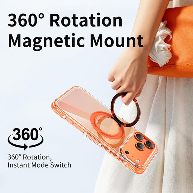Capa de telemóvel magnética em acrílico transparente com airbag, vedação a vácuo e suporte rotativo, Para iPhone 17 Pro Max, Para iPhone 17 Pro, Para iPhone 17