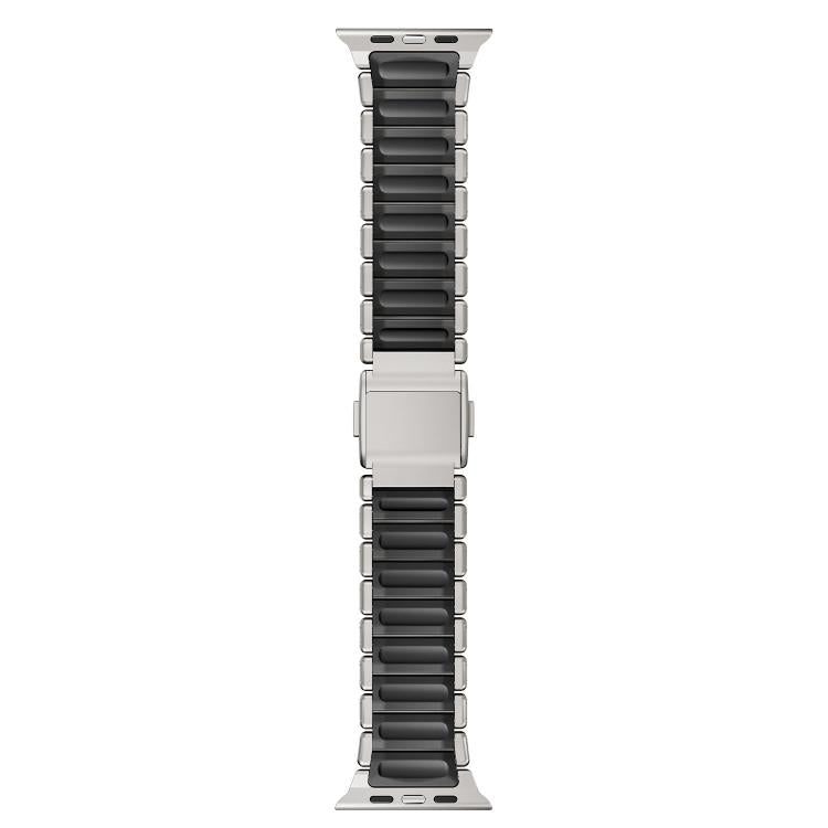 Pulseira de Relógio em Silicone com Fecho Magnético e Conta Única em Aço Inoxidável, Para Apple Watch 46mm / 49mm / 45mm / 44mm
