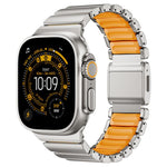 Pulseira de Relógio em Silicone com Fecho Magnético e Conta Única em Aço Inoxidável, Para Apple Watch 46mm / 49mm / 45mm / 44mm