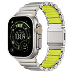 Pulseira de Relógio em Silicone com Fecho Magnético e Conta Única em Aço Inoxidável, Para Apple Watch 46mm / 49mm / 45mm / 44mm
