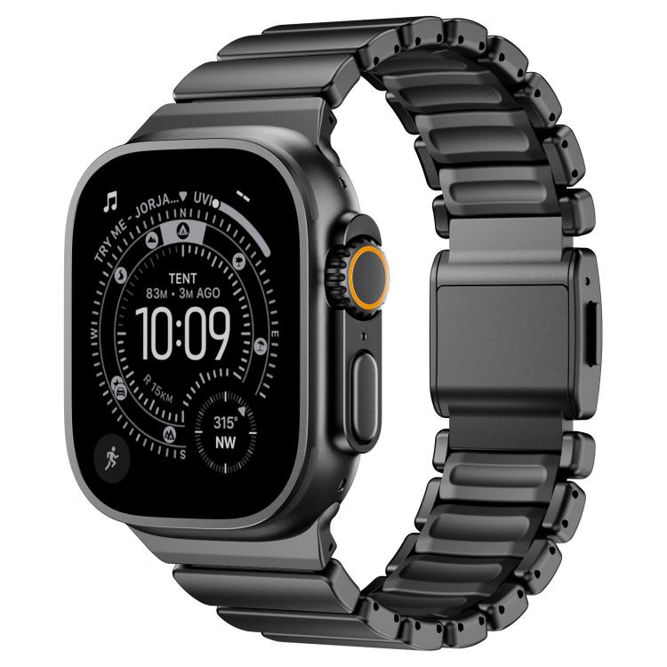 Pulseira de Relógio em Silicone com Fecho Magnético e Conta Única em Aço Inoxidável, Para Apple Watch 46mm / 49mm / 45mm / 44mm