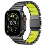 Pulseira de Relógio em Silicone com Fecho Magnético e Conta Única em Aço Inoxidável, Para Apple Watch 46mm / 49mm / 45mm / 44mm