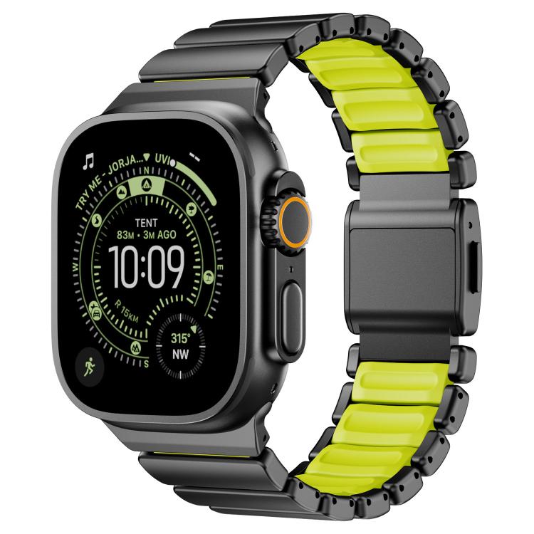 Pulseira de Relógio em Silicone com Fecho Magnético e Conta Única em Aço Inoxidável, Para Apple Watch 46mm / 49mm / 45mm / 44mm