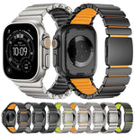 Pulseira de Relógio em Silicone com Fecho Magnético e Conta Única em Aço Inoxidável, Para Apple Watch 46mm / 49mm / 45mm / 44mm