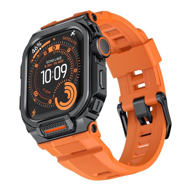 Bracelete de relógio integrada em silicone com capa vibrante de liga de zinco, para Apple Watch Series 11 / 10 46mm