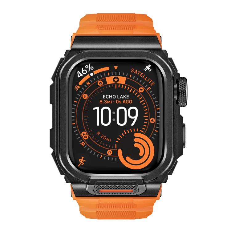 Bracelete de relógio integrada em silicone com capa vibrante de liga de zinco, para Apple Watch Series 11 / 10 46mm