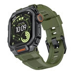 Bracelete de relógio integrada em silicone com capa vibrante de liga de zinco, para Apple Watch Series 11 / 10 46mm