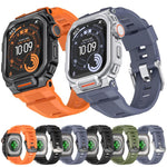 Bracelete de relógio integrada em silicone com capa vibrante de liga de zinco, para Apple Watch Series 11 / 10 46mm