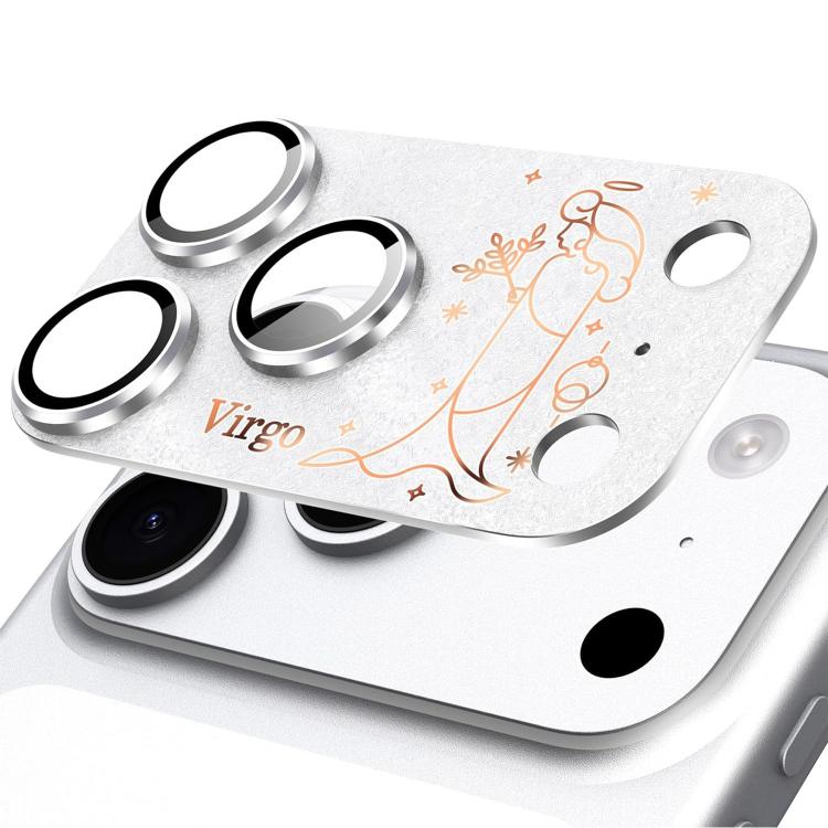 Para iPhone 17 Pro Max Doze Constelações Armadura Filme Integrado de Metal Fosco de Cobertura Total para Lente da Câmara, Carneiro, Virgem, Touro, Caranguejo, Capricórnio, Sagitário, Leão, Peixes, Gémeos, Aquário, Balança, Escorpião