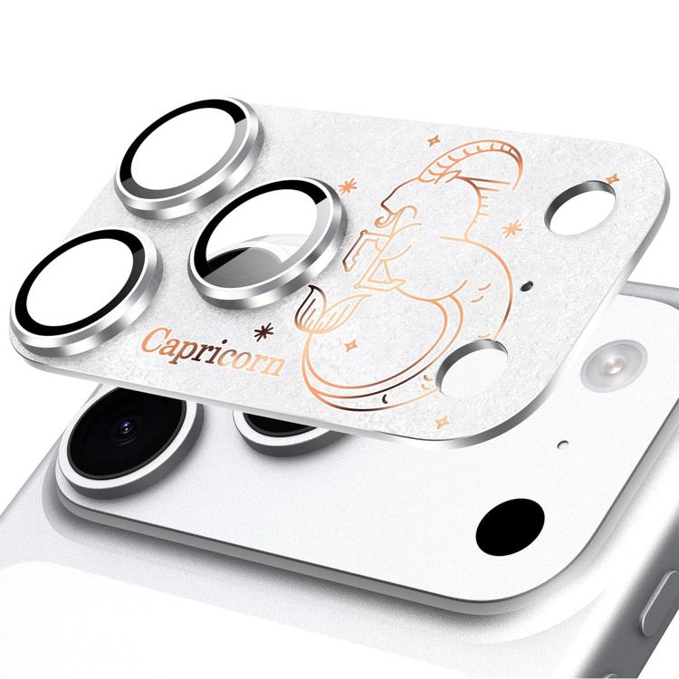 Para iPhone 17 Pro Max Doze Constelações Armadura Filme Integrado de Metal Fosco de Cobertura Total para Lente da Câmara, Carneiro, Virgem, Touro, Caranguejo, Capricórnio, Sagitário, Leão, Peixes, Gémeos, Aquário, Balança, Escorpião