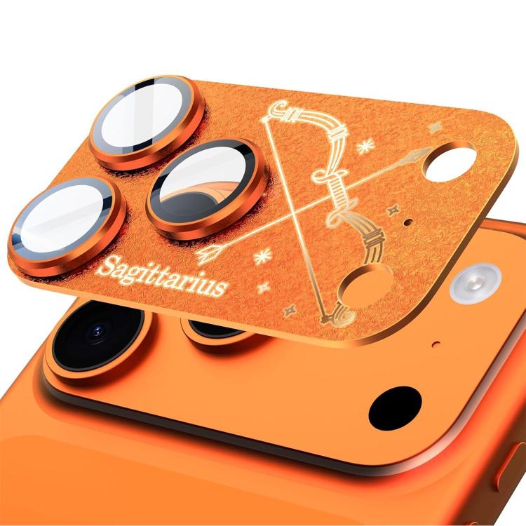 Para iPhone 17 Pro Max Doze Constelações Armadura Filme Integrado de Metal Fosco de Cobertura Total para Lente da Câmara, Carneiro, Virgem, Touro, Caranguejo, Capricórnio, Sagitário, Leão, Peixes, Gémeos, Aquário, Balança, Escorpião