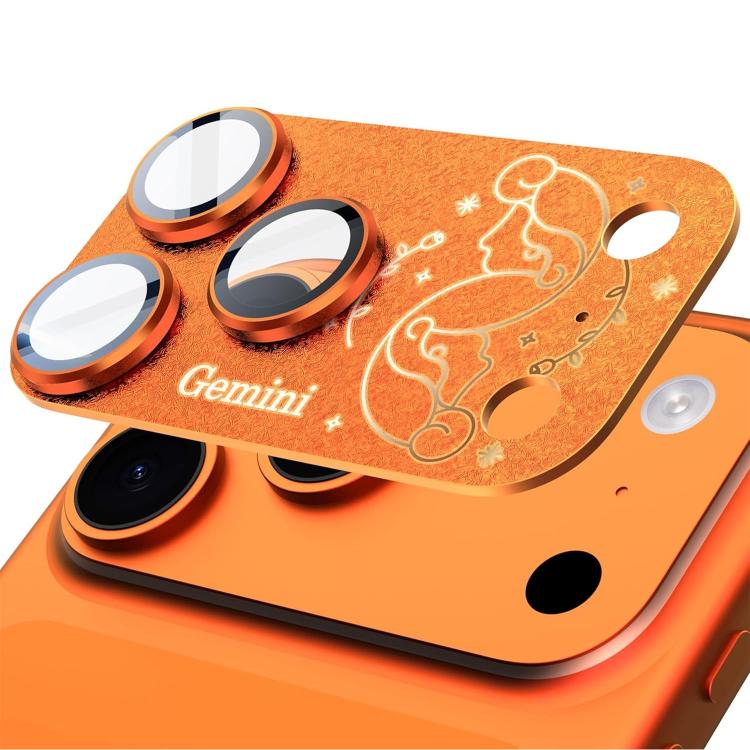 Para iPhone 17 Pro Max Doze Constelações Armadura Filme Integrado de Metal Fosco de Cobertura Total para Lente da Câmara, Carneiro, Virgem, Touro, Caranguejo, Capricórnio, Sagitário, Leão, Peixes, Gémeos, Aquário, Balança, Escorpião