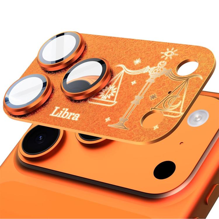Para iPhone 17 Pro Max Doze Constelações Armadura Filme Integrado de Metal Fosco de Cobertura Total para Lente da Câmara, Carneiro, Virgem, Touro, Caranguejo, Capricórnio, Sagitário, Leão, Peixes, Gémeos, Aquário, Balança, Escorpião