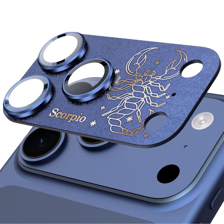 Para iPhone 17 Pro Max Doze Constelações Armadura Filme Integrado de Metal Fosco de Cobertura Total para Lente da Câmara, Carneiro, Virgem, Touro, Caranguejo, Capricórnio, Sagitário, Leão, Peixes, Gémeos, Aquário, Balança, Escorpião