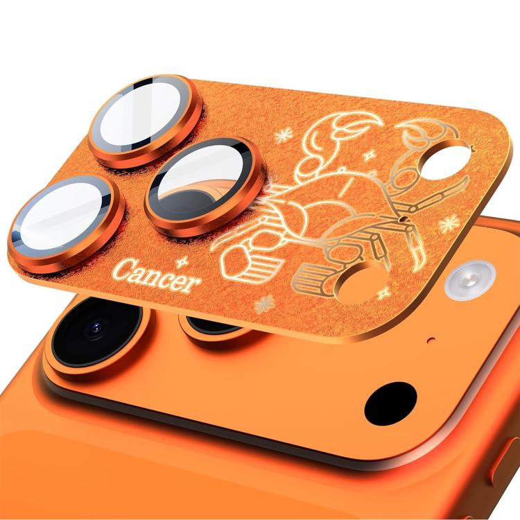 Para iPhone 17 Pro Doze Constelações Armadura Filme Integrado de Metal Fosco de Cobertura Total para Lente da Câmara, Escorpião, Balança, Aquário, Gémeos, Peixes, Leão, Sagitário, Capricórnio, Caranguejo, Touro, Virgem, Carneiro